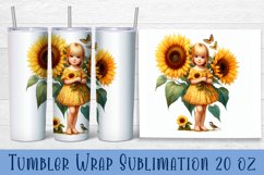 Beautiful Girl Tumbler Wrap | Sunflowers Flower Sublimation Product Image 1