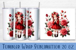 Beautiful Girl Tumbler Wrap | Roses Flower Sublimation Product Image 1