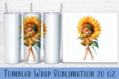 Beautiful Girl Tumbler Wrap | Sunflowers Flower Sublimation Product Image 1