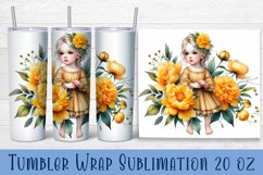 Beautiful Girl Tumbler Wrap | girl with peonies Sublimation Product Image 1
