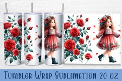 Beautiful Girl Tumbler Wrap | Roses Flower Sublimation Product Image 1
