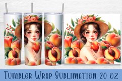 Beautiful Girl Tumbler Wrap | girl with peach Sublimation Product Image 1