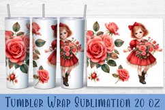 Beautiful Girl Tumbler Wrap | Roses Flower Sublimation Product Image 1