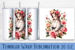 Beautiful Girl Tumbler Wrap | Roses Flower Sublimation Product Image 1