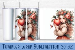 Beautiful Girl Tumbler Wrap | girl with apple Sublimation Product Image 1