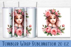Beautiful Girl Tumbler Wrap | Roses Flower Sublimation Product Image 1