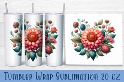 Dahlias flowers Tumbler Wrap Sublimation | Floral Product Image 1