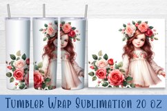 Beautiful Girl Tumbler Wrap | Roses Flower Sublimation Product Image 1
