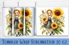 Beautiful Girl Tumbler Wrap | Sunflowers Flower Sublimation Product Image 1