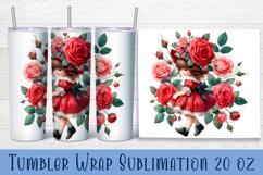 Beautiful Girl Tumbler Wrap | Roses Flower Sublimation Product Image 1