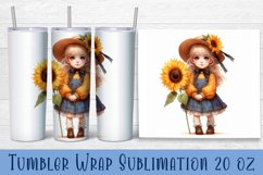 Beautiful Girl Tumbler Wrap | Sunflowers Flower Sublimation Product Image 1