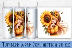 Beautiful Girl Tumbler Wrap | Sunflowers Flower Sublimation Product Image 1