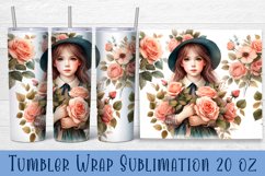 Beautiful Girl Tumbler Wrap | Roses Flower Sublimation Product Image 1