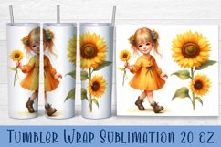 Beautiful Girl Tumbler Wrap | Sunflowers Flower Sublimation Product Image 1