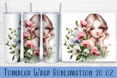 Beautiful Girl Tumbler Wrap | girl with sweet peas Product Image 1