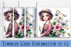 Beautiful Girl Tumbler Wrap | girl with sweet peas Product Image 1
