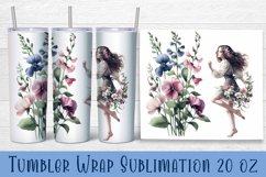 Beautiful Girl Tumbler Wrap | girl with sweet peas Product Image 1