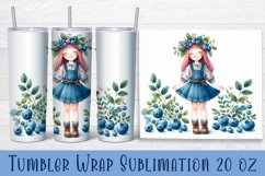 Beautiful Girl Tumbler Wrap | girl with blueberries Product Image 1