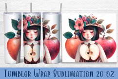 Beautiful Girl Tumbler Wrap | girl with apple Sublimation Product Image 1
