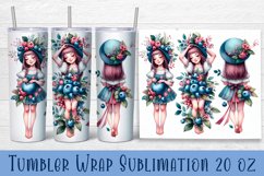 Beautiful Girl Tumbler Wrap | girl with blueberries Product Image 1