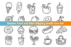 Summer Food and Drink Dripping Doodle Icon Product Image 1
