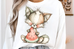 Summer Fox Enjoy Watermelon Clipart Product Image 2