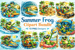 Summer Frog Clipart Bundle,Summer Frog PNG Product Image 1