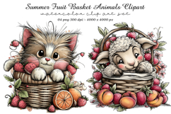 Summer Fruit Basket Animals Clipart Product Image 1