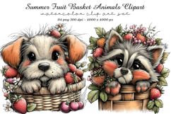 Summer Fruit Basket Animals Clipart Product Image 1