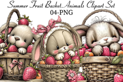 Summer Fruit Basket Animals Clipart Product Image 1
