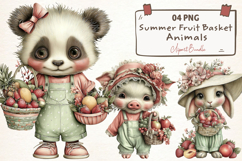 Summer Fruit Basket Animals Clipart Set Product Image 1