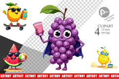 Summer Fruit Faces Clipart Product Image 1
