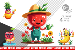 Summer Fruit Faces Clipart Product Image 1
