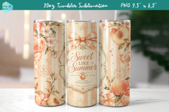 20 OZ Skinny Tumbler Sublimation | Summer fruit PNG Product Image 1