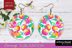 Fruit Round Earrings - Summer PNG Sublimation Product Image 1