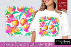 Fruit Square Tshirt Background - Summer PNG Sublimation Product Image 1