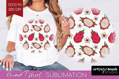 Summer Fruit Round Tshirt Background - Fruit PNG Sublimation Product Image 1