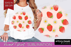 Summer Fruit Round Tshirt Background - Fruit PNG Sublimation Product Image 1