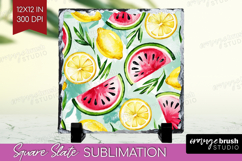 Summer Fruit Slate PNG - Fruit Square Slate Sublimation Product Image 1