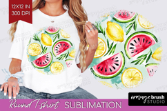 Summer Fruit Round Tshirt Background - Fruit PNG Sublimation Product Image 1
