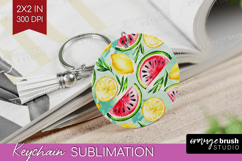 Summer Fruit Keychain PNG - Fruit Keychain Sublimation Product Image 1