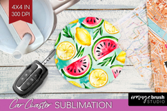 Summer Fruit Car Coaster - Fruit Coaster PNG Sublimation Product Image 1