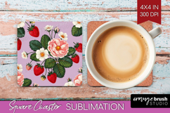Summer Fruit Square Coaster - Fruit Coaster PNG Sublimation Product Image 1