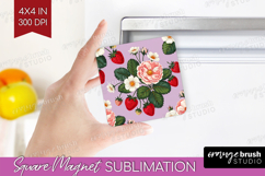 Summer Fruit Magnet Sublimation - Fruit Square Magnet PNG Product Image 1