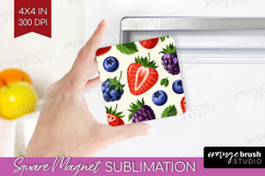 Summer Fruit Magnet Sublimation - Fruit Square Magnet PNG Product Image 1