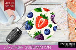 Summer Fruit Car Coaster - Fruit Coaster PNG Sublimation Product Image 1
