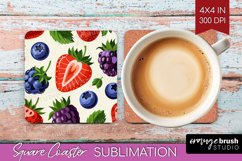 Summer Fruit Square Coaster - Fruit Coaster PNG Sublimation Product Image 1