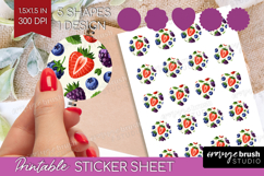 Summer Fruit Round Sticker - Fruit Printable Sticker Sheet Product Image 1
