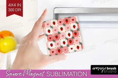 Summer Fruit Magnet Sublimation - Fruit Square Magnet PNG Product Image 1