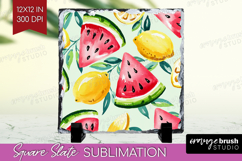 Summer Fruit Slate PNG - Fruit Square Slate Sublimation Product Image 1